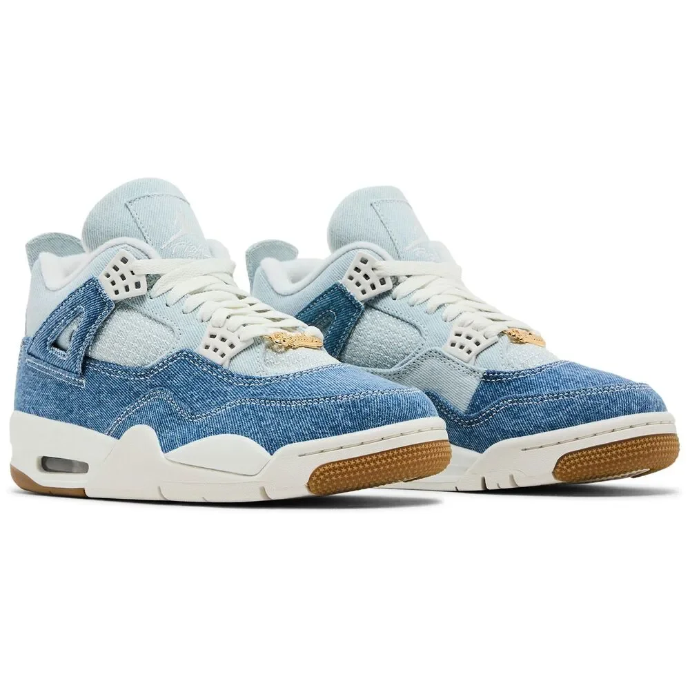 [IB6716-100] WOMENS AIR JORDAN RETRO 4 TEX 'DENIM WORN BLUE' - Picture 2 of 5